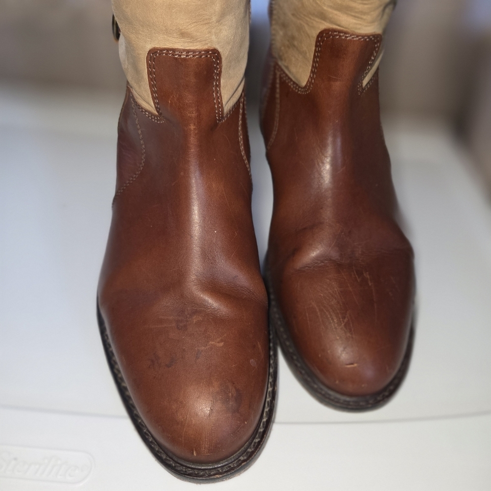 Johnston & Murphy Brown and Tan tall Leather Riding Boots - Picture 7 of 14